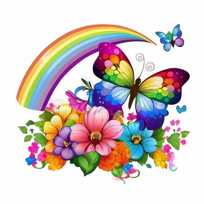 M760 Színes pillangók és virágok falmatrica fürdőszoba WC dekoráció matricák nappali szekrény lakberendezés