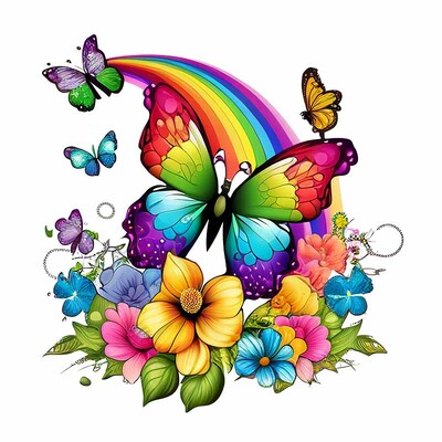 M760 Színes pillangók és virágok falmatrica fürdőszoba WC dekoráció matricák nappali szekrény lakberendezés