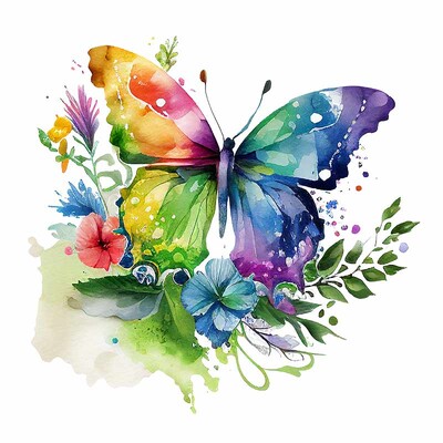 M760 Színes pillangók és virágok falmatrica fürdőszoba WC dekoráció matricák nappali szekrény lakberendezés