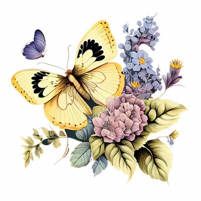 M760 Színes pillangók és virágok falmatrica fürdőszoba WC dekoráció matricák nappali szekrény lakberendezés