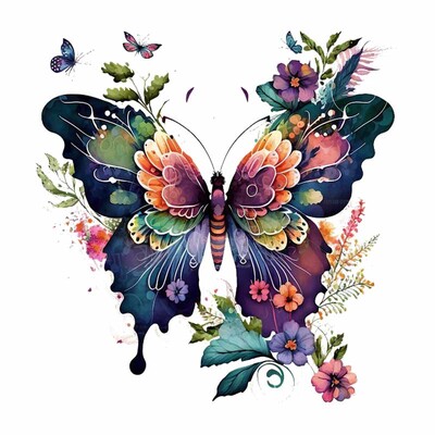 M760 Színes pillangók és virágok falmatrica fürdőszoba WC dekoráció matricák nappali szekrény lakberendezés