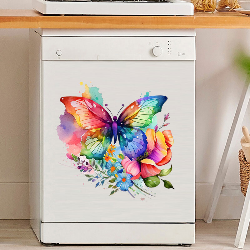 M760 Színes pillangók és virágok falmatrica fürdőszoba WC dekoráció matricák nappali szekrény lakberendezés