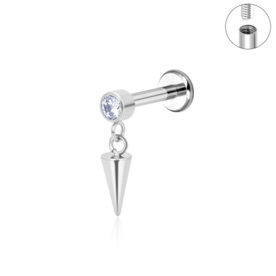 Piercing do tela s plochým chrbtom, piercing do chrupavky s retiazkou z CZ helixu a strapca z ASTM F136, klasika.