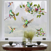 1 buc. Autocolante de fereastră de ramuri de păsări simulate în acuarelă, detașabile pentru dormitor, sufragerie, foaier, decor de perete