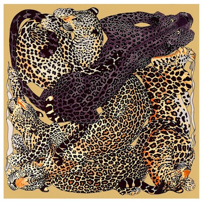 POBING selyem sál női nagy kendő Leopárdmintás szögletes bandana luxus nyakkendő Muszlim hidzsáb sál női sál 130cm