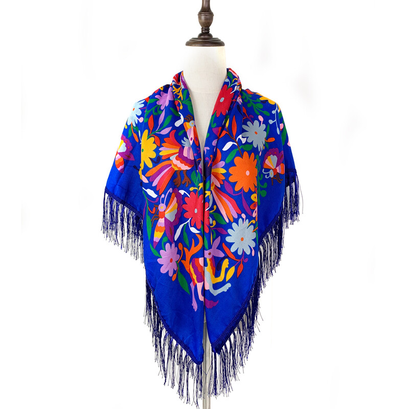 135*135cm femei în stil rusesc cu imprimeu floral pătrat eșarfă șal Spania eșarfe cu franjuri Hijab cap împachetări șaluri etnice Bandana