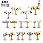 G23 titán piercing skorpió cápa pillangó alakú 16 g labret orr fülcsavar Tragus Helix porc fülbevaló női test ékszer