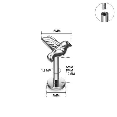 G23 titán piercing skorpió cápa pillangó alakú 16 g labret orr fülcsavar Tragus Helix porc fülbevaló női test ékszer