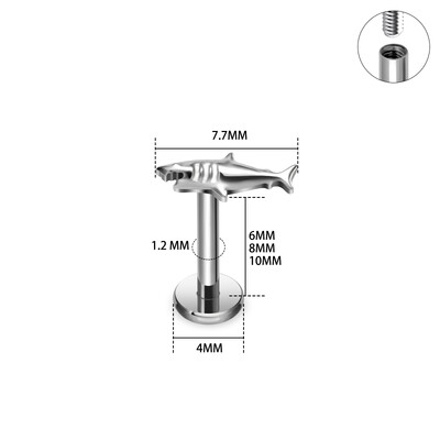 G23 titán piercing skorpió cápa pillangó alakú 16 g labret orr fülcsavar Tragus Helix porc fülbevaló női test ékszer