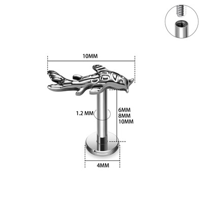 G23 titán piercing skorpió cápa pillangó alakú 16 g labret orr fülcsavar Tragus Helix porc fülbevaló női test ékszer