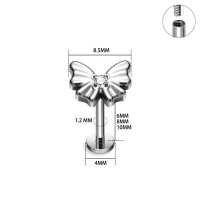 G23 titán piercing skorpió cápa pillangó alakú 16 g labret orr fülcsavar Tragus Helix porc fülbevaló női test ékszer