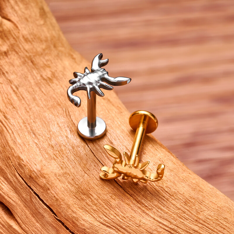 G23 titán piercing skorpió cápa pillangó alakú 16 g labret orr fülcsavar Tragus Helix porc fülbevaló női test ékszer