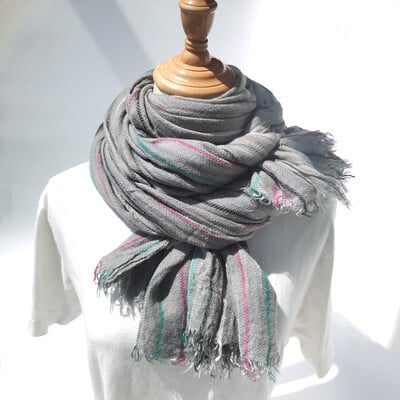 Eșarfă de lână pentru bărbați de iarnă, la modă, eșarfe cu dungi, batic de gât cald, lung, moale, pashmina, în aer liber, ocazional, accesorii pentru bărbați, șal