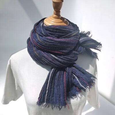Eșarfă de lână pentru bărbați de iarnă, la modă, eșarfe cu dungi, batic de gât cald, lung, moale, pashmina, în aer liber, ocazional, accesorii pentru bărbați, șal