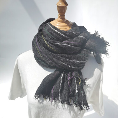 Eșarfă de lână pentru bărbați de iarnă, la modă, eșarfe cu dungi, batic de gât cald, lung, moale, pashmina, în aer liber, ocazional, accesorii pentru bărbați, șal