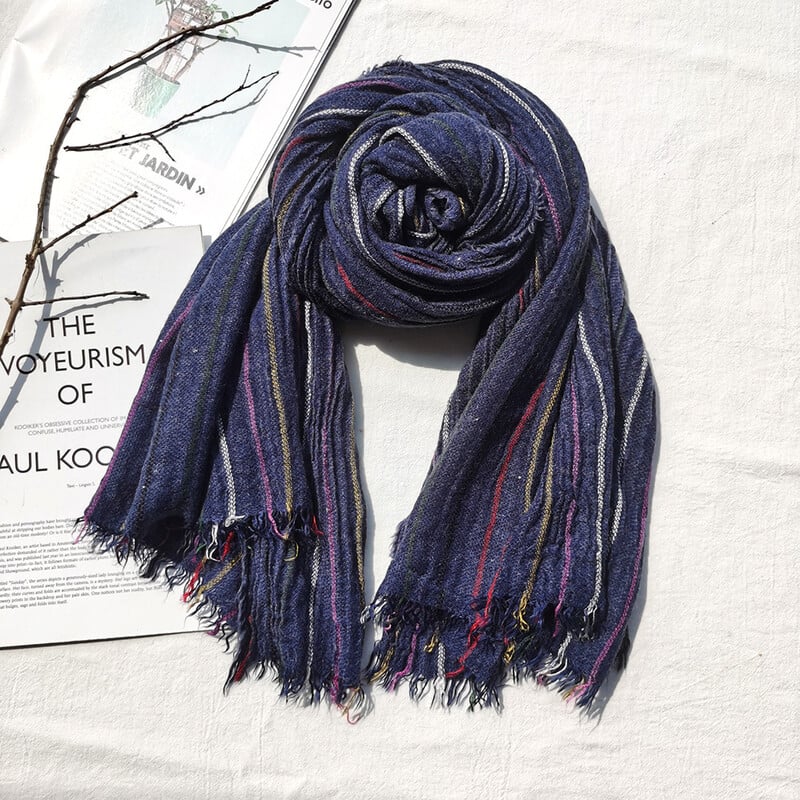 Eșarfă de lână pentru bărbați de iarnă, la modă, eșarfe cu dungi, batic de gât cald, lung, moale, pashmina, în aer liber, ocazional, accesorii pentru bărbați, șal