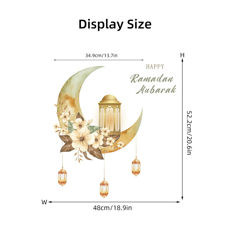 Akvarell virágos holdlámpa Ramadan Fesztivál fali matricák levehető hálószoba nappali dekorációs falmatricákhoz