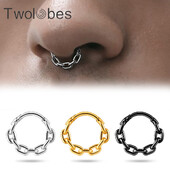 Twolobes 1PCS 316 Oțel inoxidabil chirurgical Lanț rotund Inele pentru nas Cartilage Cerc Segment Septum Clickers Piercing Bijuterii pentru corp