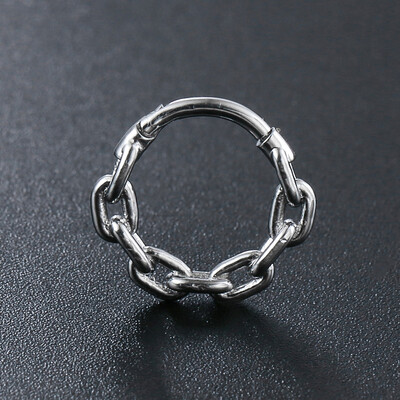 Twolobes 1PCS 316 Oțel inoxidabil chirurgical Lanț rotund Inele pentru nas Cartilage Cerc Segment Septum Clickers Piercing Bijuterii pentru corp