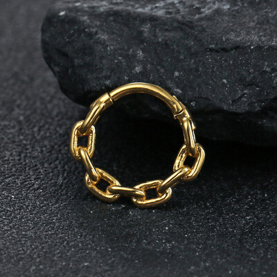 Twolobes 1PCS 316 Oțel inoxidabil chirurgical Lanț rotund Inele pentru nas Cartilage Cerc Segment Septum Clickers Piercing Bijuterii pentru corp