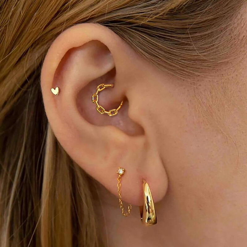 Twolobes 1PCS 316 Oțel inoxidabil chirurgical Lanț rotund Inele pentru nas Cartilage Cerc Segment Septum Clickers Piercing Bijuterii pentru corp