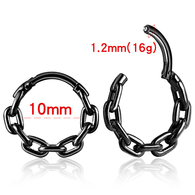 Twolobes 1PCS 316 Oțel inoxidabil chirurgical Lanț rotund Inele pentru nas Cartilage Cerc Segment Septum Clickers Piercing Bijuterii pentru corp