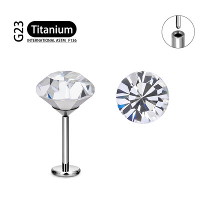 Piercing do ucha s kruhovým CZ vrchným labretom z CZ materiálu ASTM F136, bez závitu, náušnice s náušnicami.