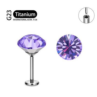 Piercing do ucha s kruhovým CZ vrchným labretom z CZ materiálu ASTM F136, bez závitu, náušnice s náušnicami.