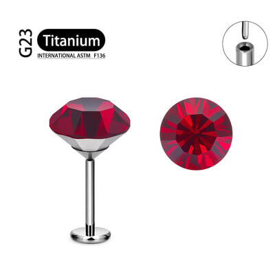 Piercing do ucha s kruhovým CZ vrchným labretom z CZ materiálu ASTM F136, bez závitu, náušnice s náušnicami.