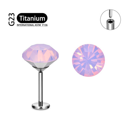 Piercing do ucha s kruhovým CZ vrchným labretom z CZ materiálu ASTM F136, bez závitu, náušnice s náušnicami.