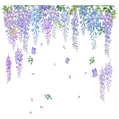 1 db lila rattan fali matricák eltávolítható szőlőágak zöld növény levelek virág tapéta matrica barkács falfestmény otthonra