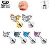 Piercing do nosa s kubickým zirkónom G23 ASTM F136 s mačacou tvárou, labret, tragus, chrupavka, lalok, šperky pre ženy.