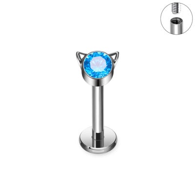 Piercing do nosa s kubickým zirkónom G23 ASTM F136 s mačacou tvárou, labret, tragus, chrupavka, lalok, šperky pre ženy.
