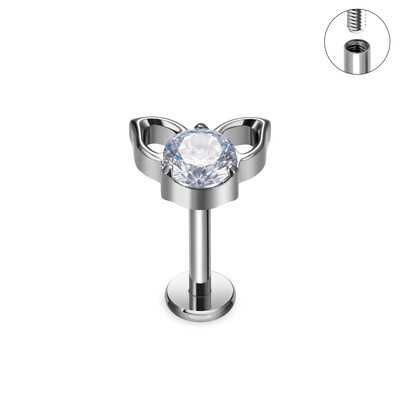 Piercing do nosa s kubickým zirkónom G23 ASTM F136 s mačacou tvárou, labret, tragus, chrupavka, lalok, šperky pre ženy.