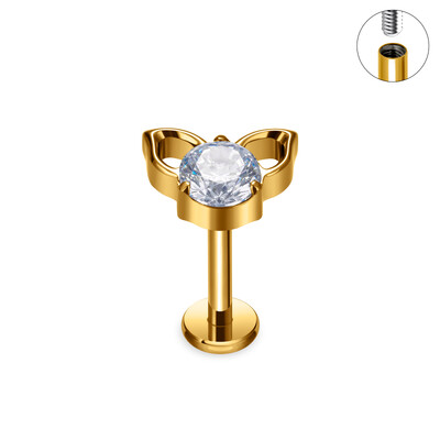 Piercing do nosa s kubickým zirkónom G23 ASTM F136 s mačacou tvárou, labret, tragus, chrupavka, lalok, šperky pre ženy.