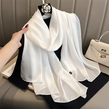 Луксозен градиентен копринен шал Дамска марка Solid Femme Шалове Wraps Bandana Head Foulard Fashion Lady Hijab Wedding Poncho 2023