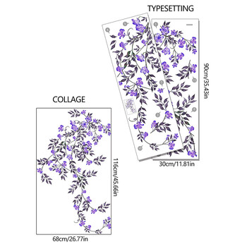 Αυτοκόλλητα τοίχου μωβ Flower Vine Διακόσμηση σπιτιού Αυτοκόλλητες φλοράλ αφίσες Χαλκομανίες Ταπετσαρία σαλονιού Υπνοδωμάτιο Τοιχογραφία φυτό