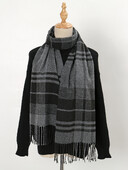 Korėjietiška languota madinga skara moterims, šilta žieminė skara, sujungianti kutus ir elegantiško stiliaus kaklaskarės įvyniojimus