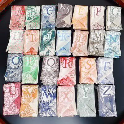 26 Γράμματα Tarot Constellation Πολυτελής τσάντα Κασκόλ Μάρκα Twill Μεταξωτά Κασκόλ Γυναικεία Νέα Σχέδια Hijab Μαντήλι Μαντίλι Μαλλιά Κασκόλ