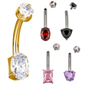 ASTM F136 titán 14G PIERC köldökgyűrű szív körte négyzet CZ burkolt felső menetes haspiercing köldök gyűrű testékszer