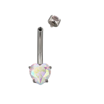 ASTM F136 titán 14G PIERC köldökgyűrű szív körte négyzet CZ burkolt felső menetes haspiercing köldök gyűrű testékszer