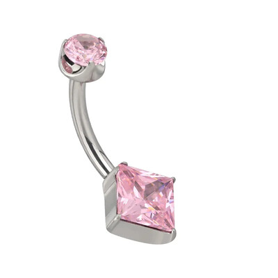 ASTM F136 titán 14G PIERC köldökgyűrű szív körte négyzet CZ burkolt felső menetes haspiercing köldök gyűrű testékszer