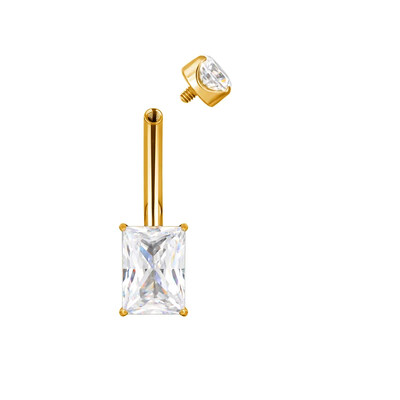 ASTM F136 titán 14G PIERC köldökgyűrű szív körte négyzet CZ burkolt felső menetes haspiercing köldök gyűrű testékszer