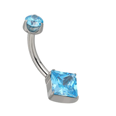 ASTM F136 titán 14G PIERC köldökgyűrű szív körte négyzet CZ burkolt felső menetes haspiercing köldök gyűrű testékszer