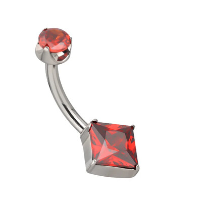 ASTM F136 titán 14G PIERC köldökgyűrű szív körte négyzet CZ burkolt felső menetes haspiercing köldök gyűrű testékszer