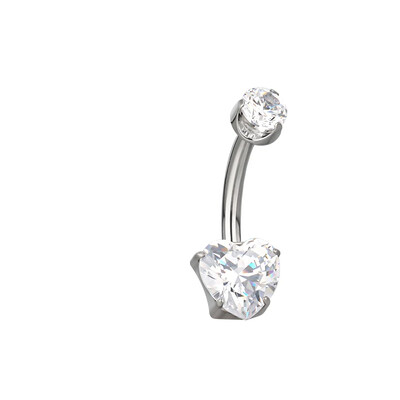 ASTM F136 titán 14G PIERC köldökgyűrű szív körte négyzet CZ burkolt felső menetes haspiercing köldök gyűrű testékszer