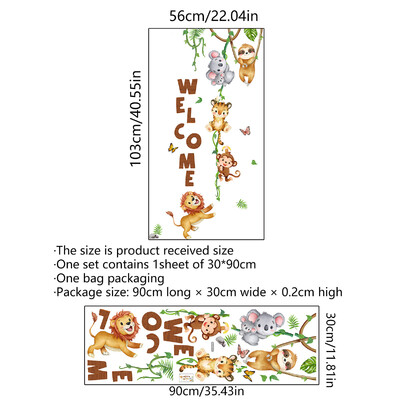 Üdvözlő ajtó matricák gyerekszoba fali matricák babaszoba dekorációhoz erdei állatok téma falmatricák óvodai háttér