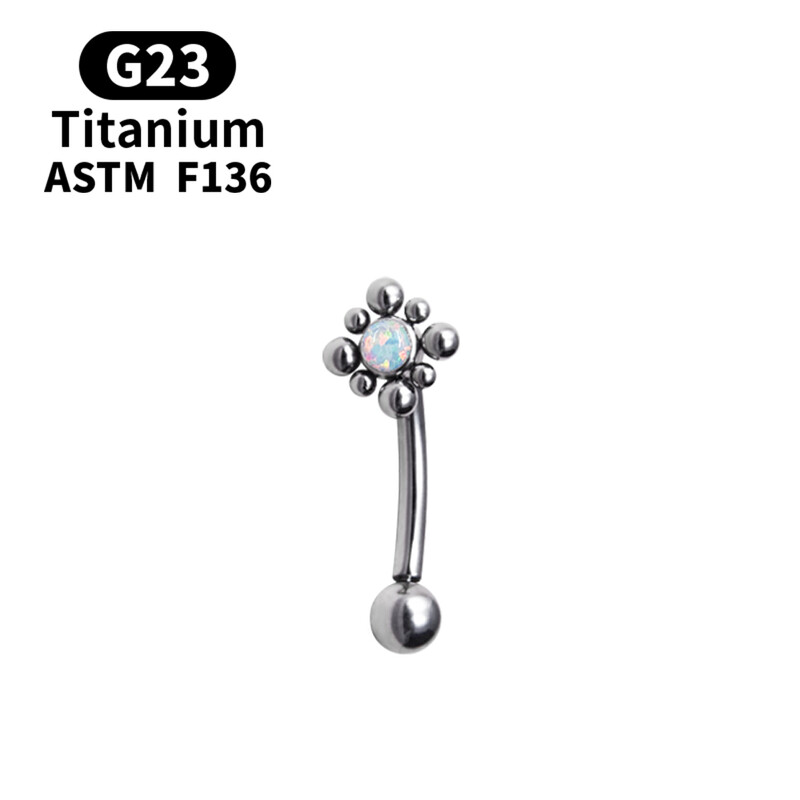 Inele populare cu model de flori pentru buric, simplu delicat, G23, piercing din titan, opal, inele pentru buric, bijuterii sexy pentru corp.