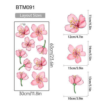 Ροζ αυτοκόλλητα τοίχου Sakura για διακόσμηση σπιτιού για κορίτσια Κρεβατοκάμαρα Σαλόνι Φυτό λουλούδια Αυτοκόλλητα τοίχου Ταπετσαρία τοίχου DIY