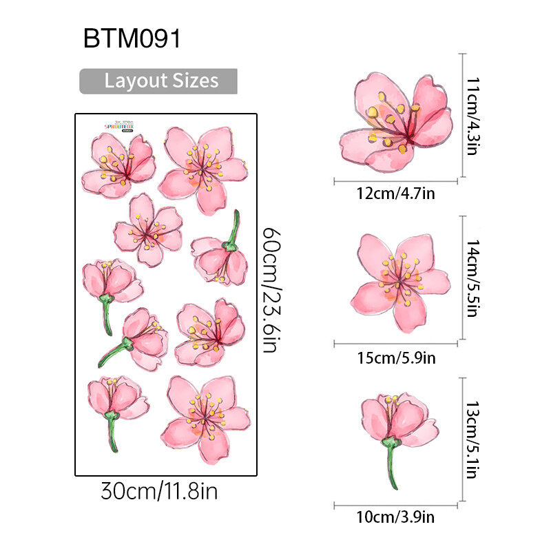 Rózsaszín sakura fali matricák otthoni dekorációhoz lányoknak Hálószoba Nappali Növény virágok Falmatricák Barkács fali művészet tapéta